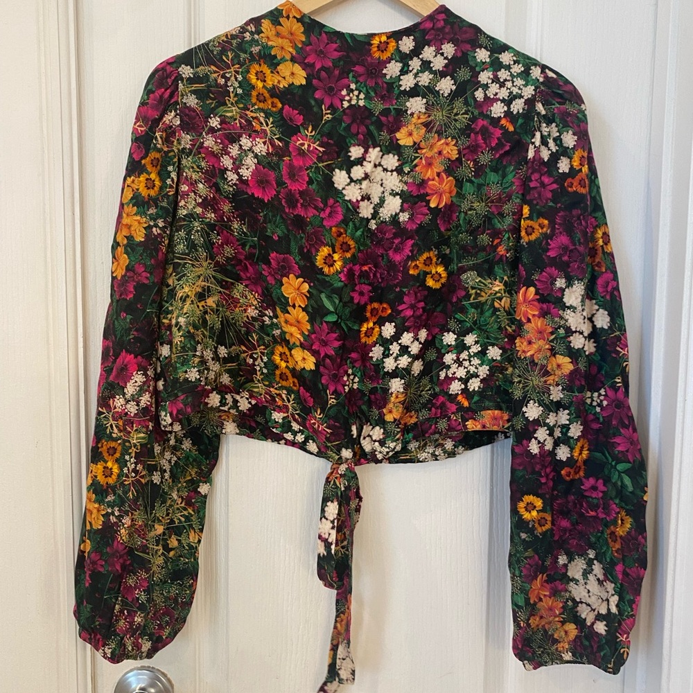 Desigual Womens Floral Cropped Longsleeve Blouse - Picture 8 of 10